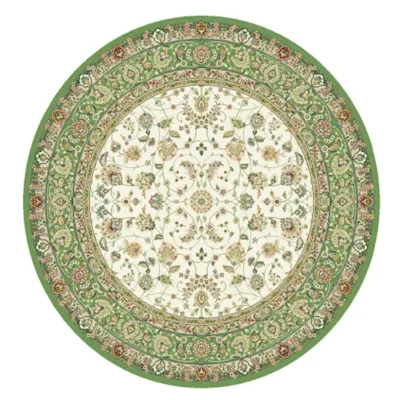 Helene itämainen matto vihreä, pyöreä viskoosimatto