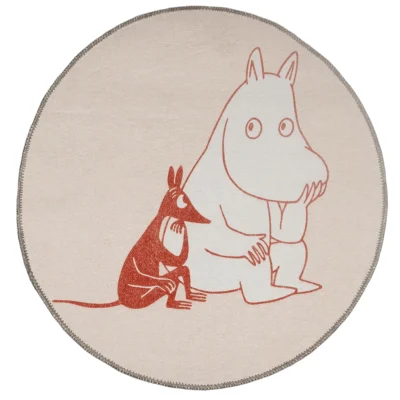 Tuumaustauko-muumimatto beige, pyöreä matto lastenhuoneeseen